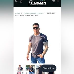 Dark Blue (looks black tbh) T-shirt with white cuffs & floral print on shoulders